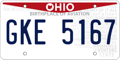 OH license plate GKE5167