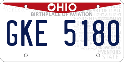 OH license plate GKE5180