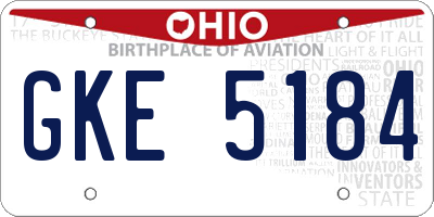OH license plate GKE5184