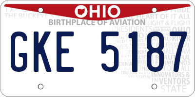 OH license plate GKE5187