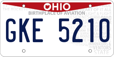 OH license plate GKE5210