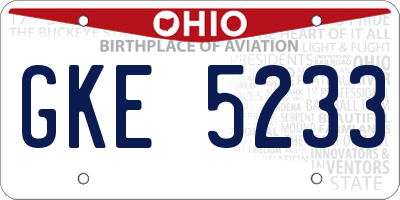 OH license plate GKE5233