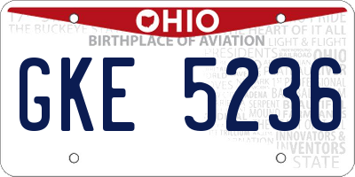 OH license plate GKE5236