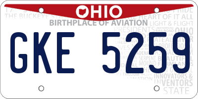 OH license plate GKE5259