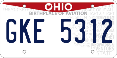OH license plate GKE5312