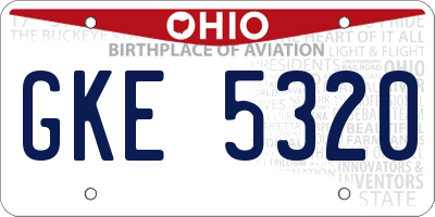OH license plate GKE5320