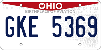 OH license plate GKE5369