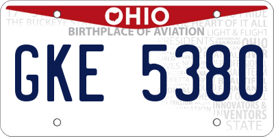 OH license plate GKE5380