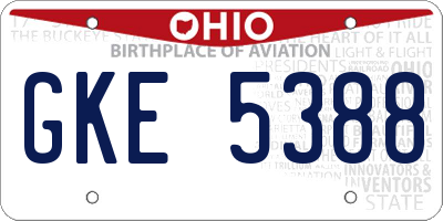 OH license plate GKE5388