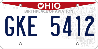 OH license plate GKE5412