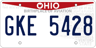 OH license plate GKE5428