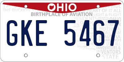 OH license plate GKE5467