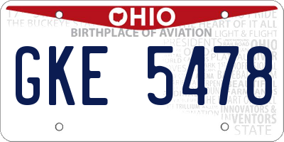 OH license plate GKE5478