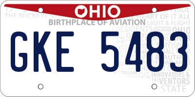 OH license plate GKE5483