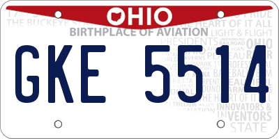 OH license plate GKE5514