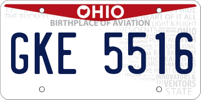 OH license plate GKE5516