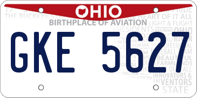 OH license plate GKE5627
