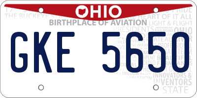 OH license plate GKE5650