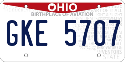OH license plate GKE5707