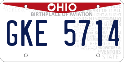 OH license plate GKE5714