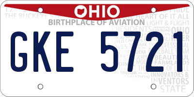 OH license plate GKE5721