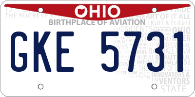 OH license plate GKE5731