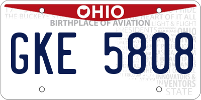 OH license plate GKE5808