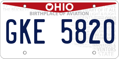 OH license plate GKE5820