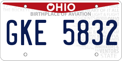 OH license plate GKE5832
