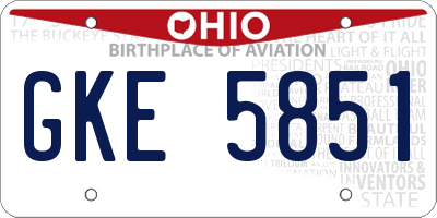 OH license plate GKE5851