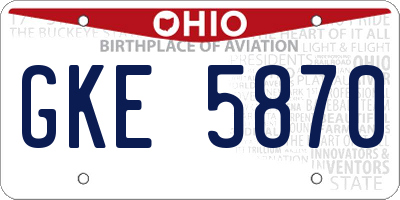 OH license plate GKE5870