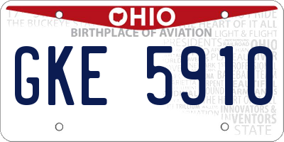 OH license plate GKE5910