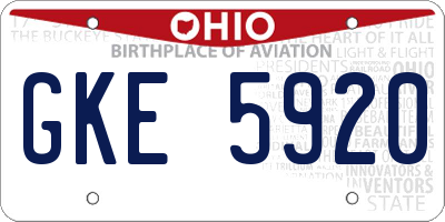 OH license plate GKE5920