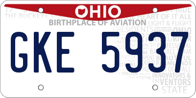 OH license plate GKE5937