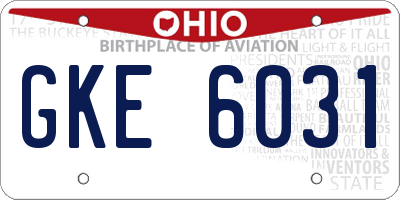 OH license plate GKE6031