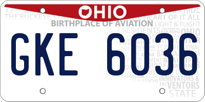 OH license plate GKE6036
