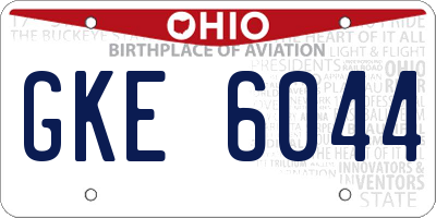OH license plate GKE6044