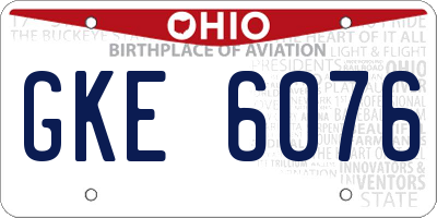 OH license plate GKE6076