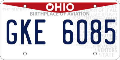 OH license plate GKE6085