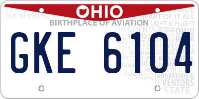 OH license plate GKE6104