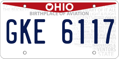 OH license plate GKE6117