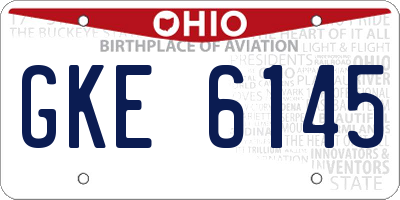 OH license plate GKE6145