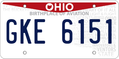 OH license plate GKE6151