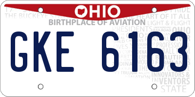 OH license plate GKE6163