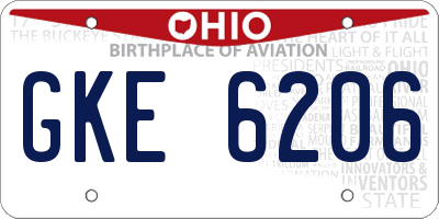 OH license plate GKE6206