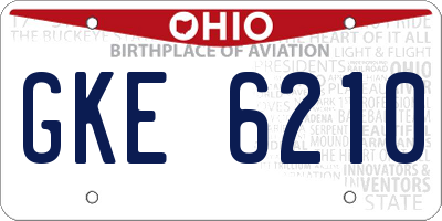 OH license plate GKE6210