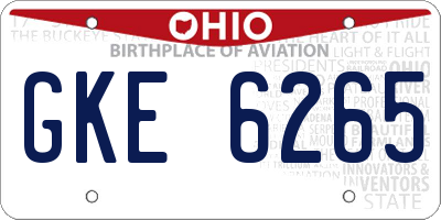 OH license plate GKE6265