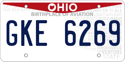 OH license plate GKE6269