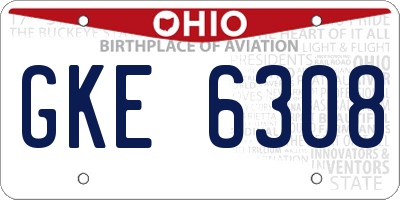OH license plate GKE6308