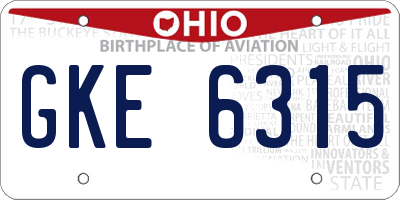 OH license plate GKE6315